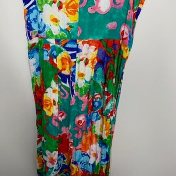 JAMS WORLD Janice Hawaiian Floral Print Sleeveless empire Womens Dress Small - Picture 10 of 15